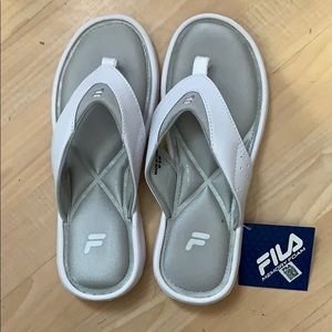 White & Gray Fila Slides